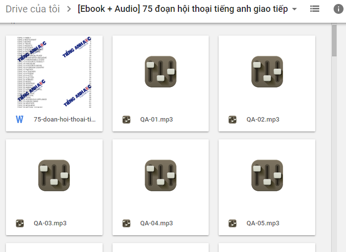 75 đoạn hội thoại tiếng anh Google Drive